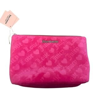 Juicy Couture Makeup Bag Cosmetic Pouch Travel Case Love Hearts‎ Pink NWT